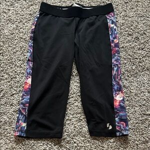 Soffe Kids' Black Leggings with Colorful Side Panels